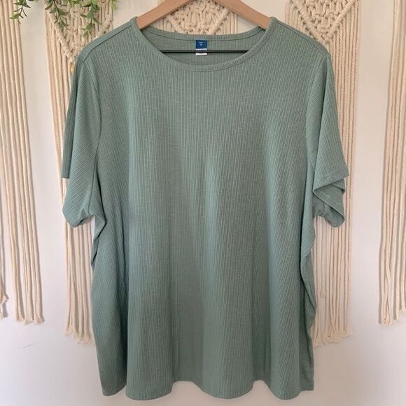 OLD NAVY Women’s Luxe Ribbed Slub Knit T-Shirt Dried Herb Olive Green 2XL - Picture 1 of 8